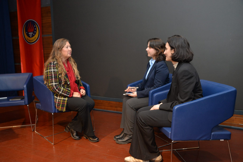 Prof. Dr. Nazire Nergiz Dinçer, Gökçenur Başaran, and Ezgi Eylem Erdoğan during the interview.