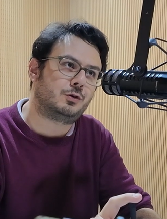 Asst. Prof. Arda Gitmez during podcast recording at RadioTEDU studio