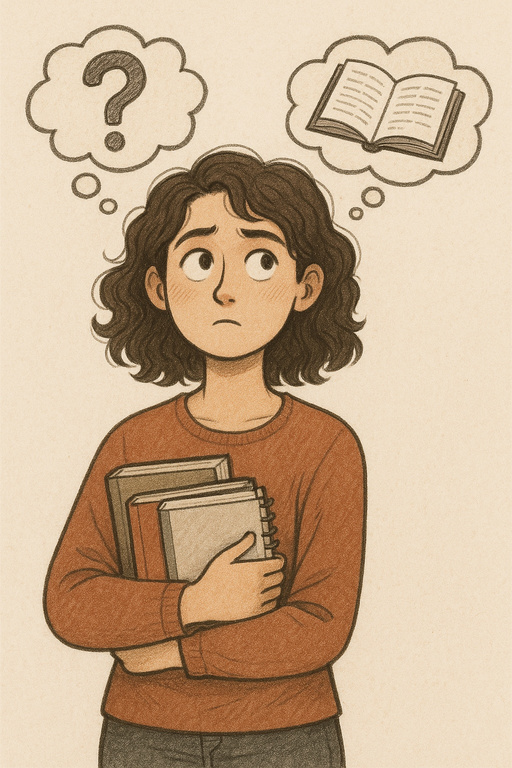 Photograph of a young woman studying and planning her academic future